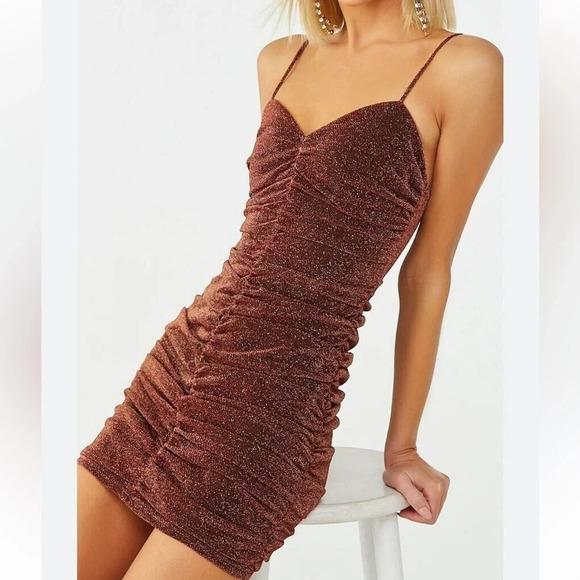 A.PEACH Ruched Glittered Cami Dress - Picture 1 of 4